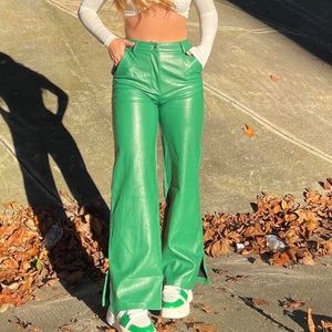 PRINCESS POLLY GREEN LEATHER PANTS